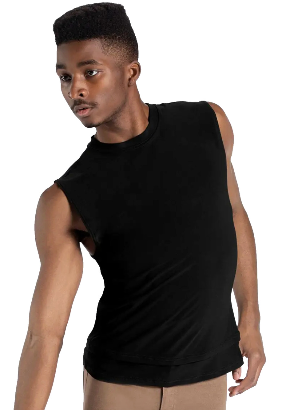 Black Sleeveless T-Shirt Double Hem Dance Costume Top Boys XXL 20